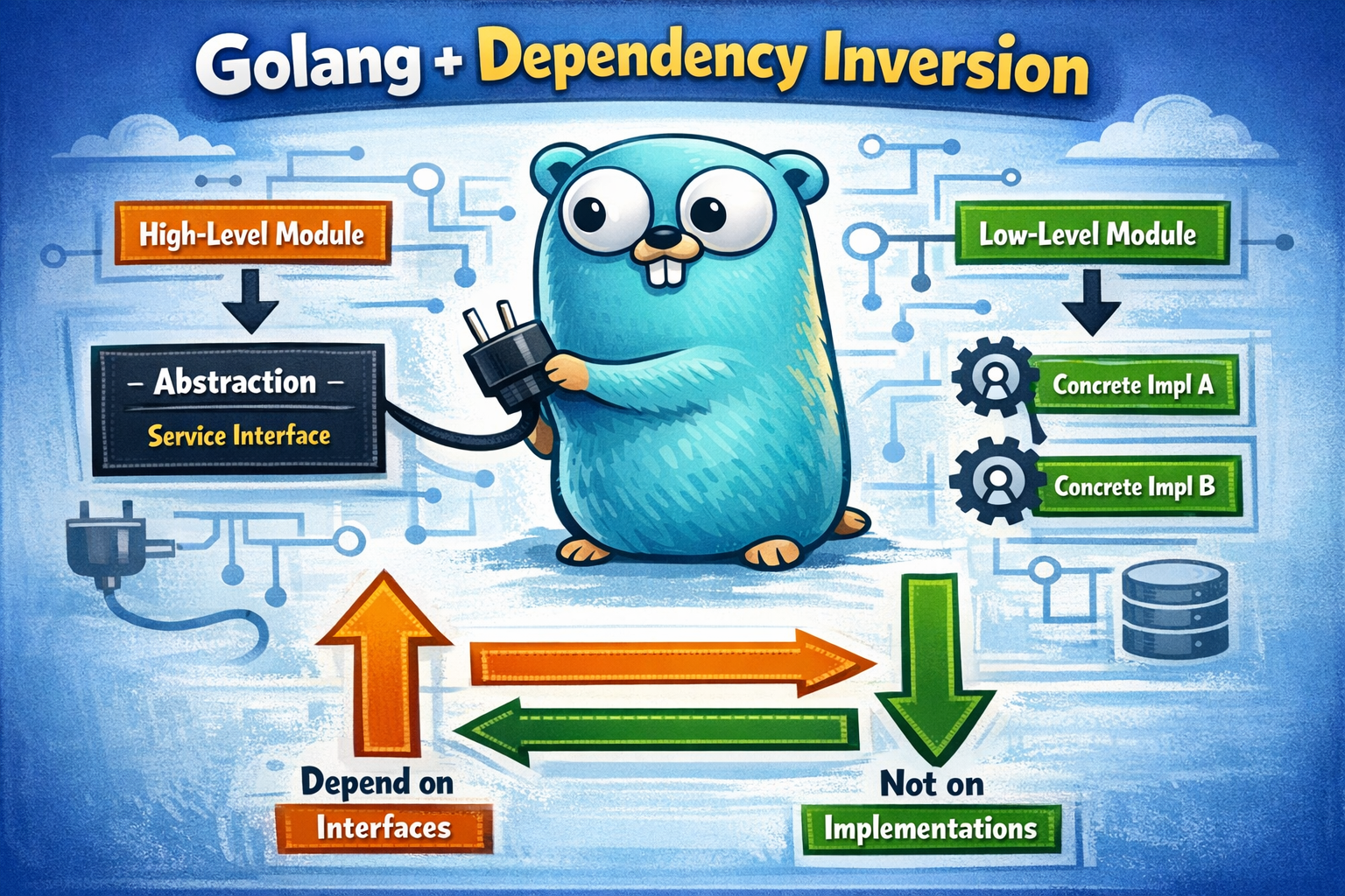 Illustration depicting the concept of dependency inversion in software design