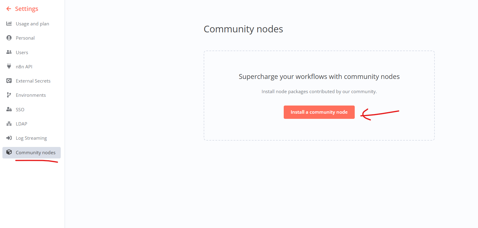 n8n Community Nodes Settings
