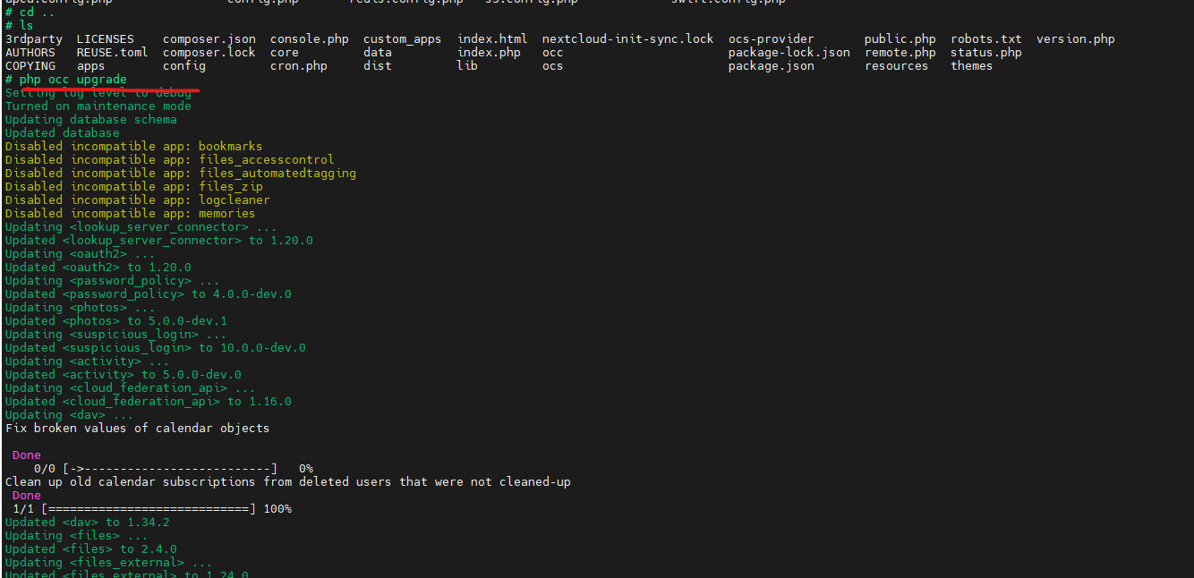NextCloud Command Line Upgrade
