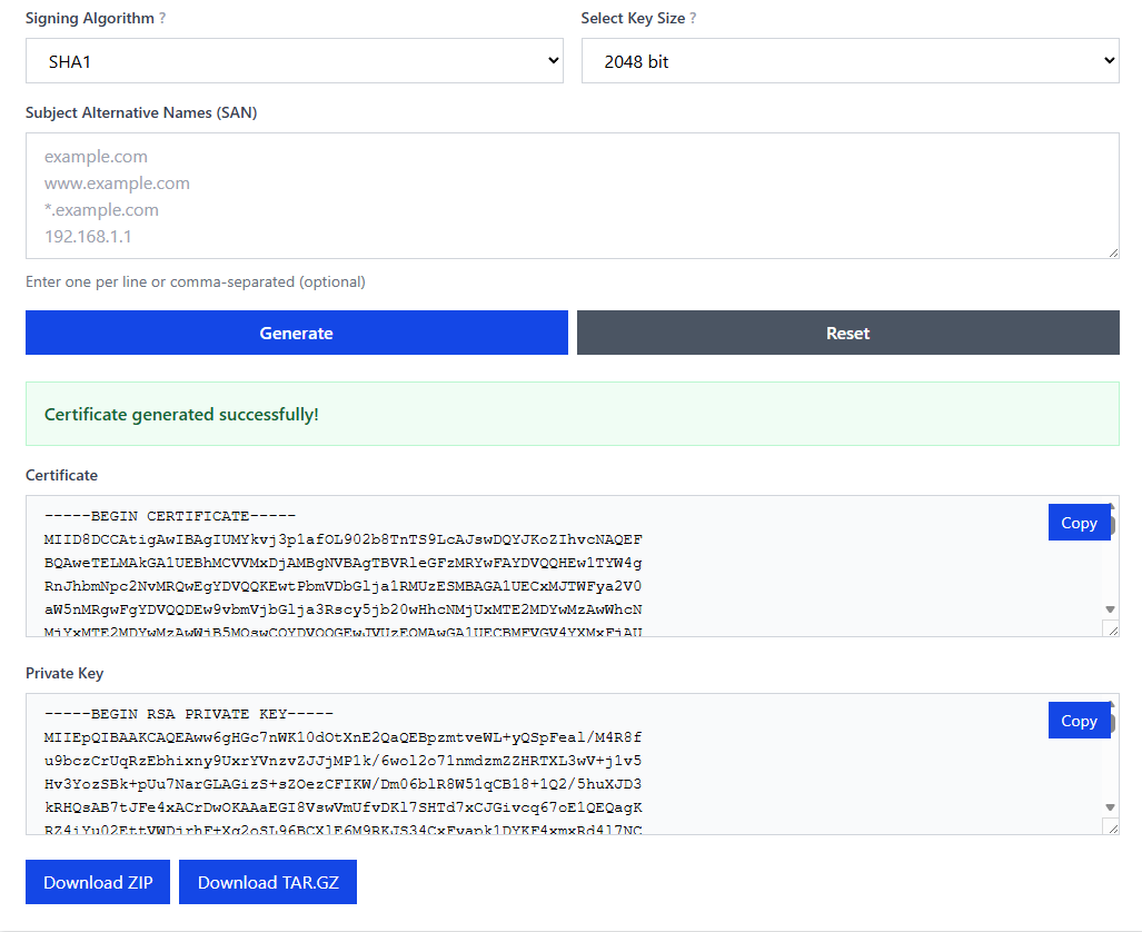 OneClickTLS Advanced Mode Result