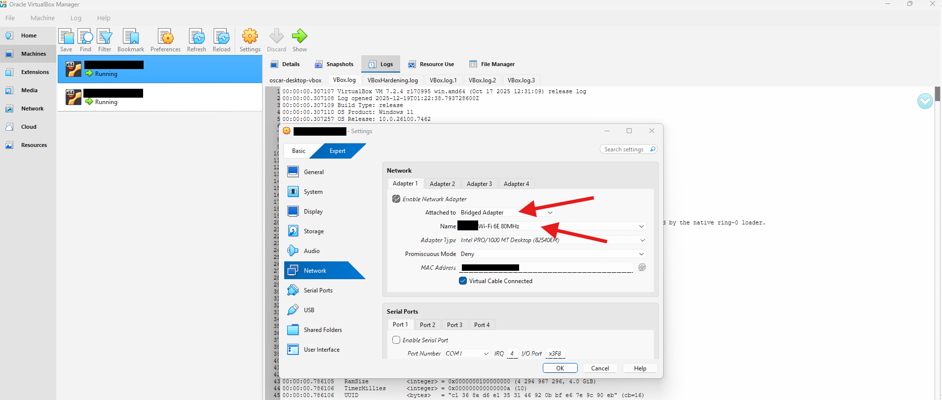 VirtualBox network setting