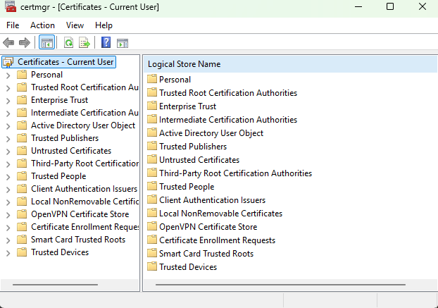 Trusted CAs in Windows